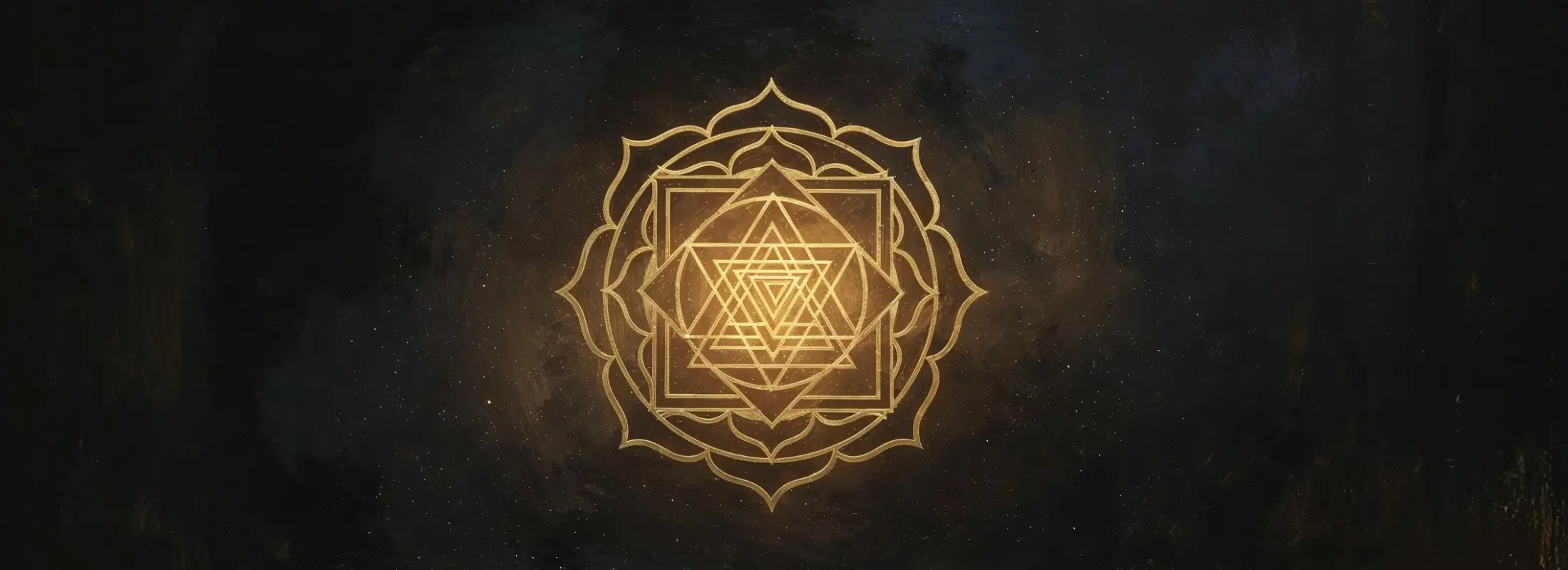 Sacred geometry glowing faintly in gold